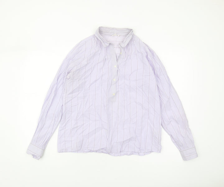 GAP Women's Purple Striped Long Sleeve Blouse XS