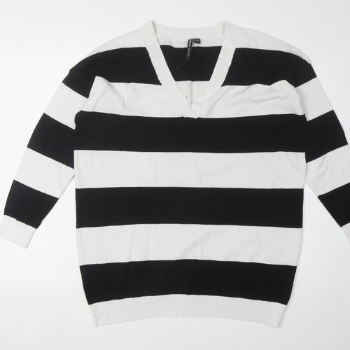 Capsule Women's Black Stripe Pullover Jumper Size 10