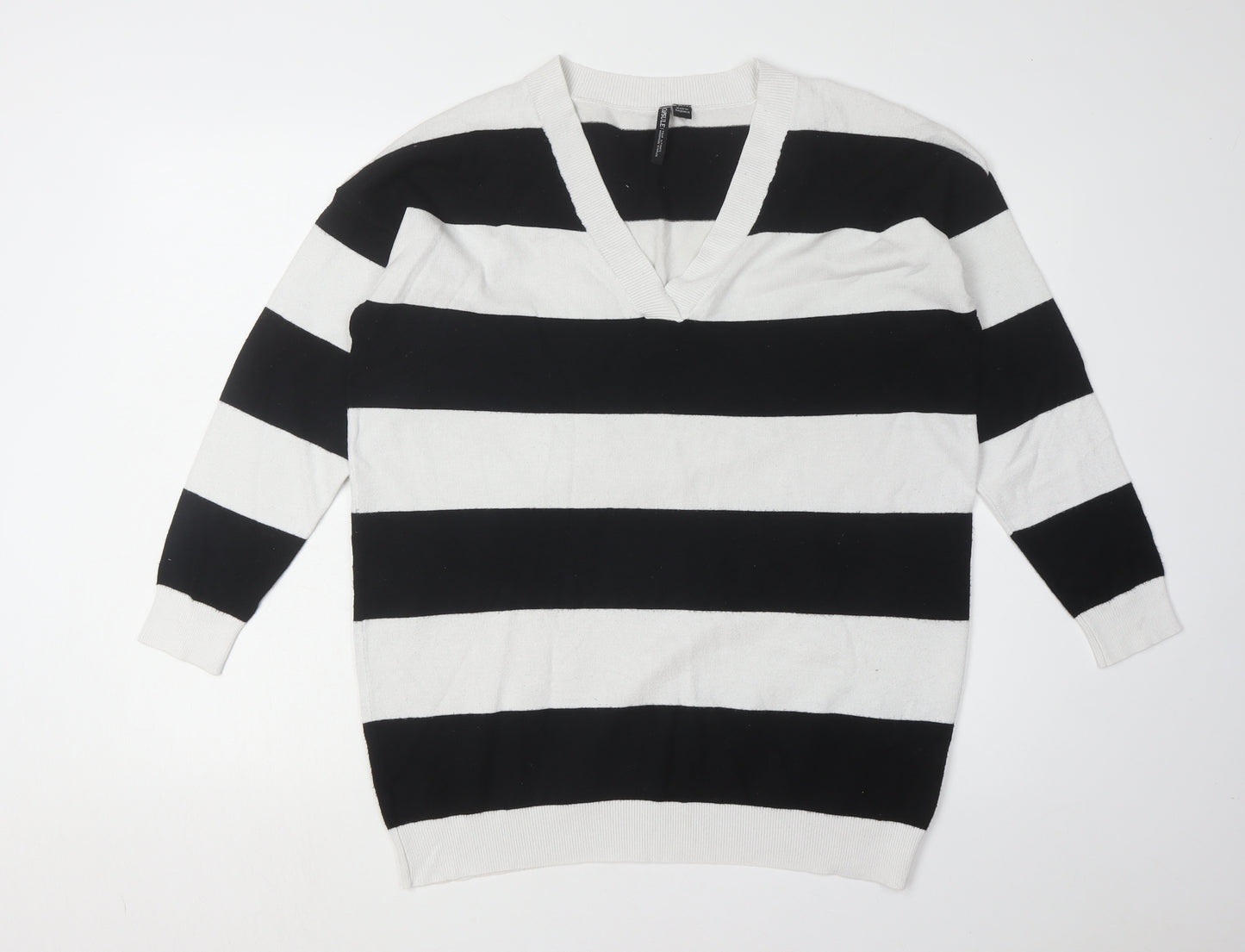 Capsule Women's Black Stripe Pullover Jumper Size 10