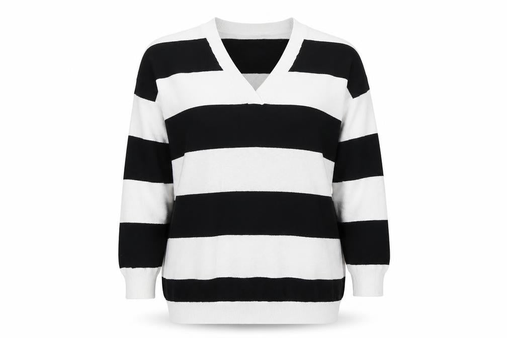Front view of Capsule Women's Black Stripe jumper, size 10