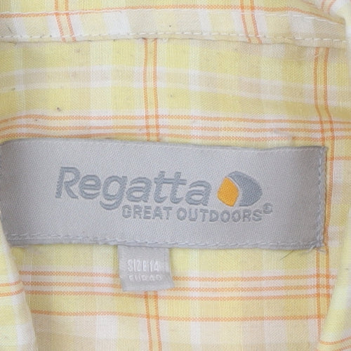 Regatta Women's Yellow Plaid Button-Up Shirt Size 12