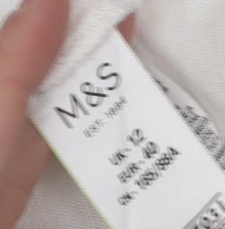 Marks and Spencer Women's White Embroidered Blouse Size 12