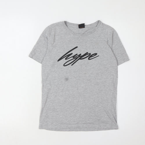 Hype Boys Grey Graphic Logo T-Shirt 13 Years Casual Style