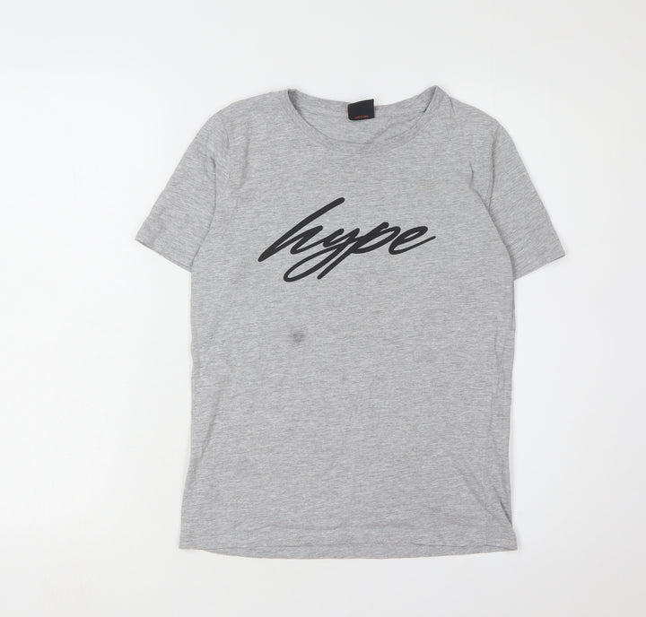 Hype Boys Grey Graphic Logo T-Shirt 13 Years Casual Style