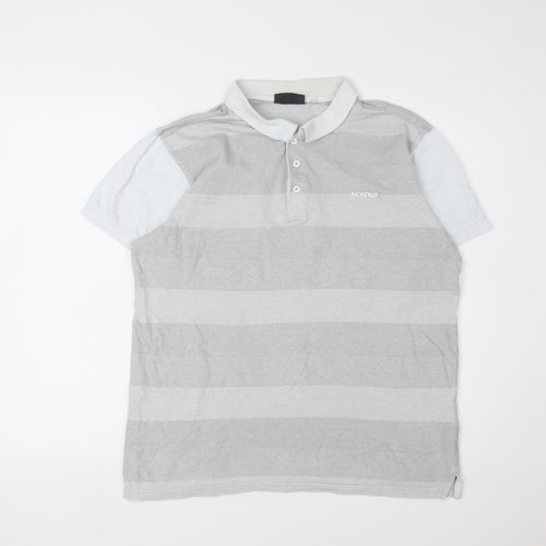 McKenzie Men's Grey Striped Polo Shirt, Size L