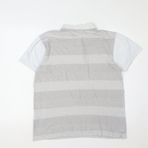 McKenzie Men's Grey Striped Polo Shirt, Size L