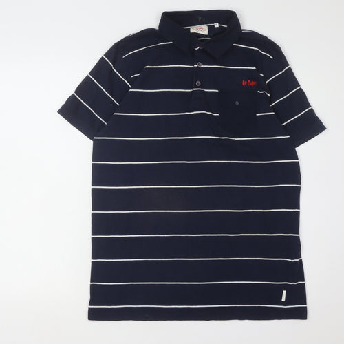 Lee Cooper Men's Blue Striped Polo Shirt XL Casual