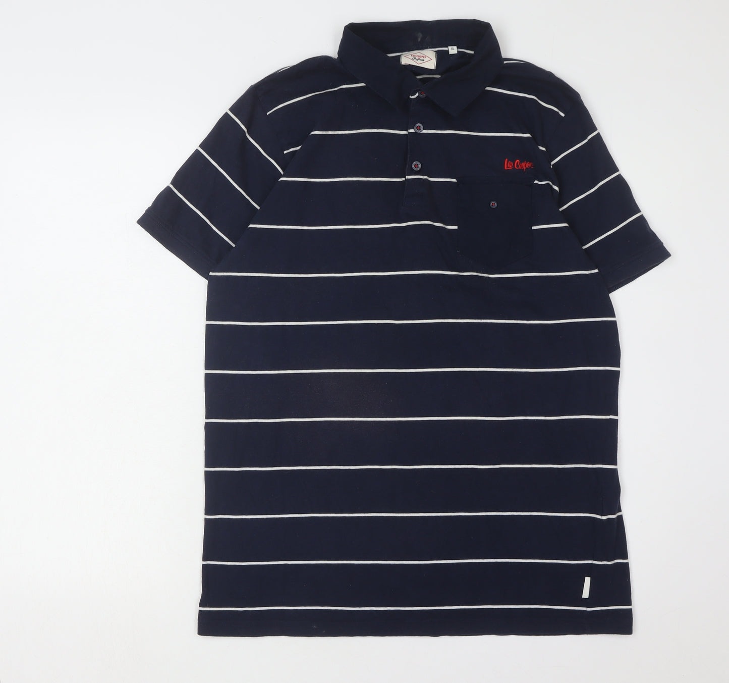 Lee Cooper Men's Blue Striped Polo Shirt XL Casual