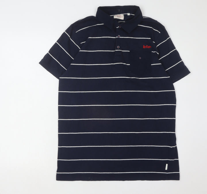 Lee Cooper Men's Blue Striped Polo Shirt XL Casual