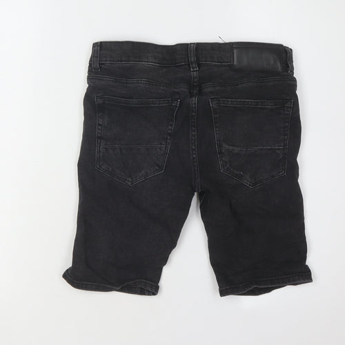 River Island Men's Black Distressed Denim Shorts Size 28