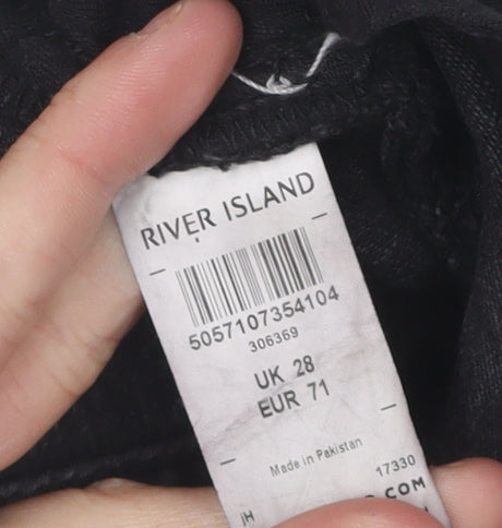 River Island Men's Black Distressed Denim Shorts Size 28