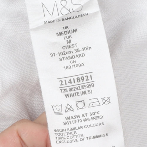 Marks and Spencer Men's White Polo Shirt M