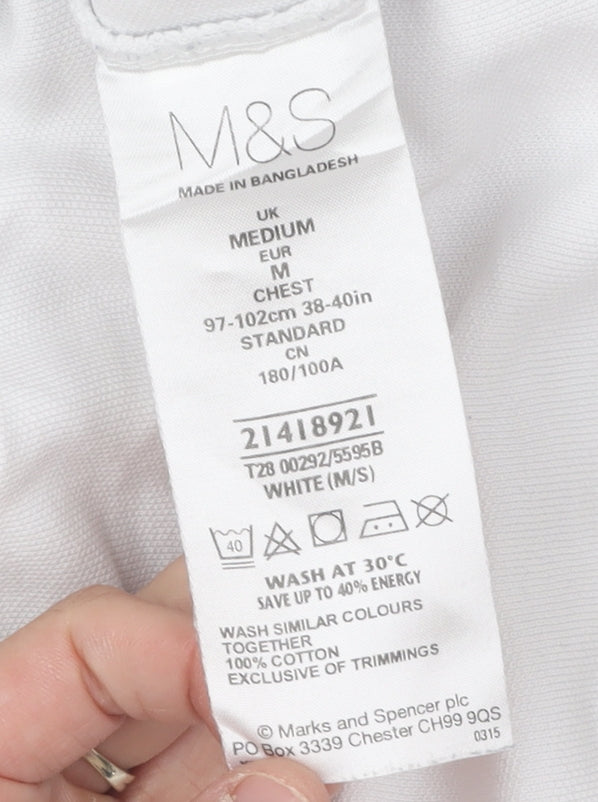 Marks and Spencer Men's White Polo Shirt M