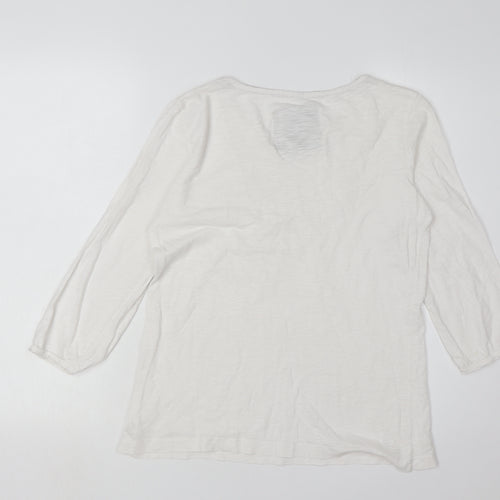 Esprit Women's White V-Neck Cotton Top, M, Casual Style