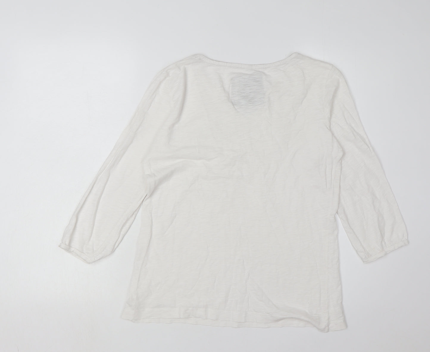 Esprit Women's White V-Neck Cotton Top, M, Casual Style