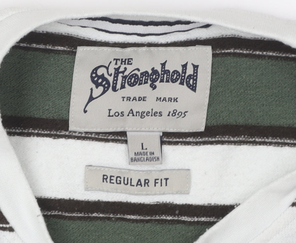 The Stronghold Men's Green Stripe T-Shirt, Size L