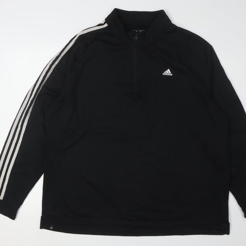Adidas Men's Black 2XL Long Sleeve Quarter Zip Sweatshirt