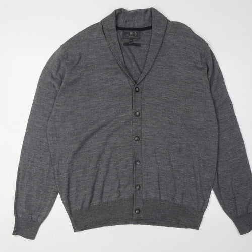 Marks and Spencer Men's Grey XL Cardigan, Classic V-Neck Knit