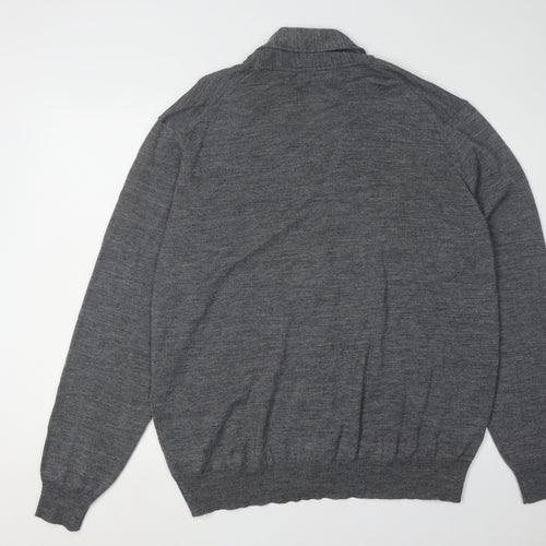 Marks and Spencer Men's Grey XL Cardigan, Classic V-Neck Knit