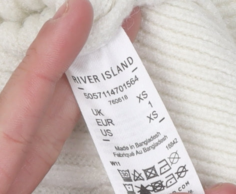 River Island Women's White High Neck Pullover Jumper XS