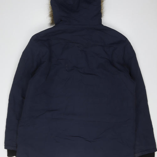 V by Very Men's Blue Parka Jacket XL with Hood