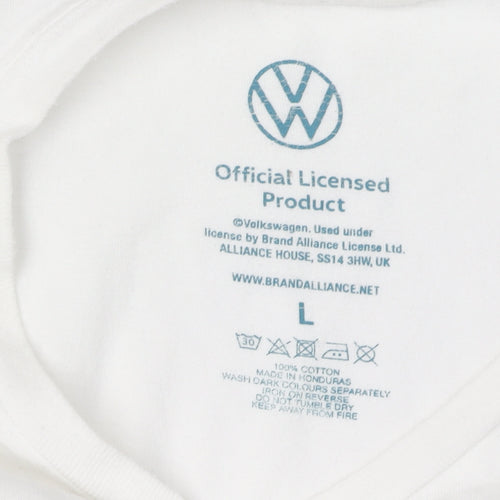 Volkswagen Men's White Beach Bus T-Shirt, Size L