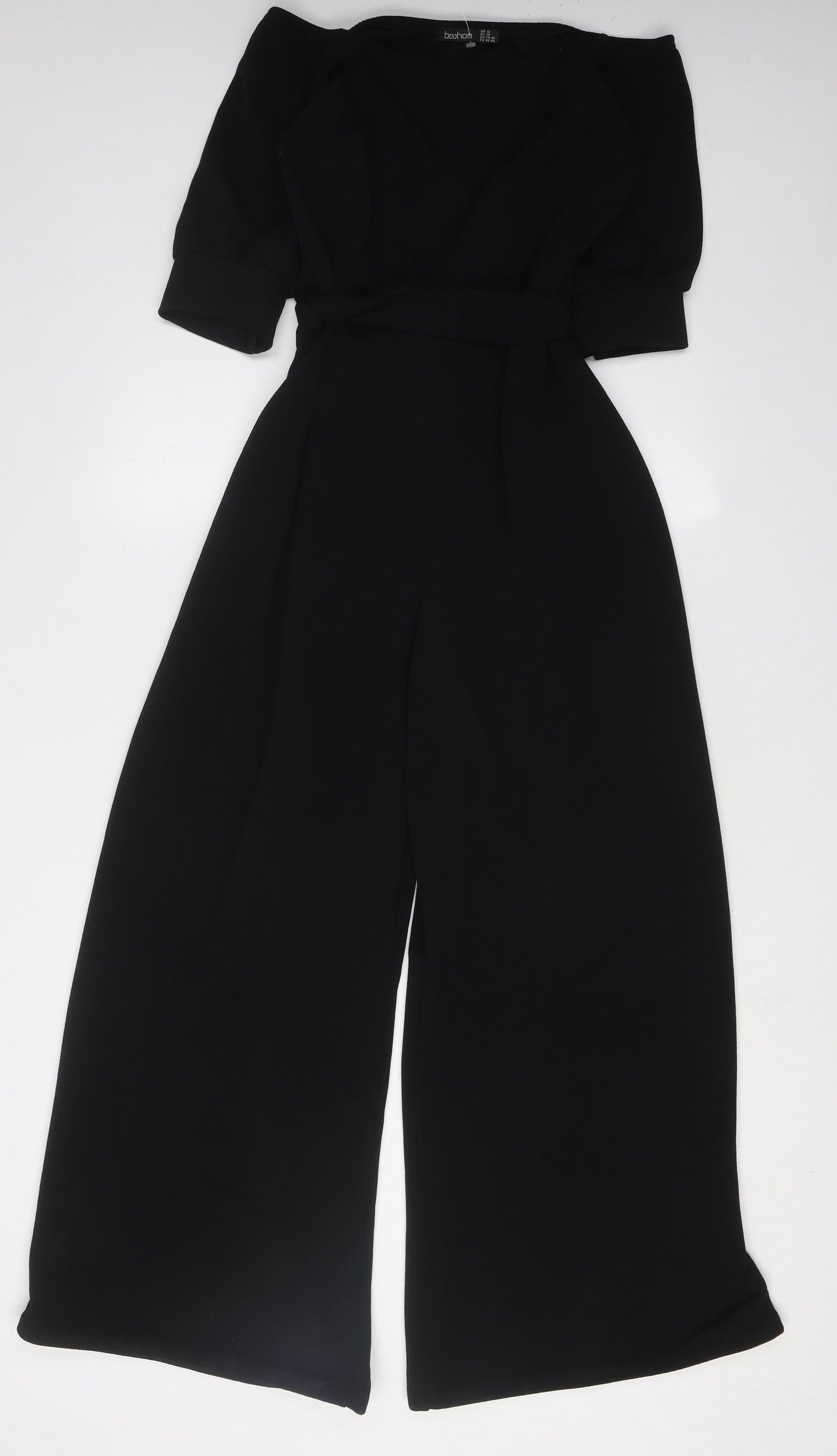 Boohoo Women's Black Jumpsuit, Size 18, Off Shoulder
