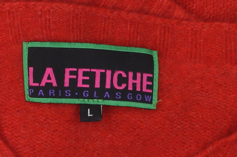 La Fetiche Women's Red Wool Cardigan - Size L