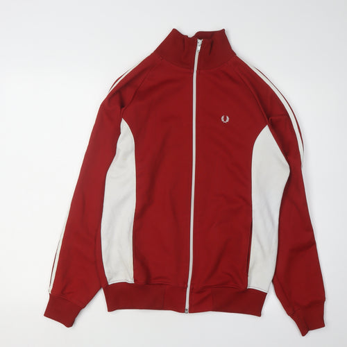 Fred Perry Men's Red Full Zip Hoodie, Size L