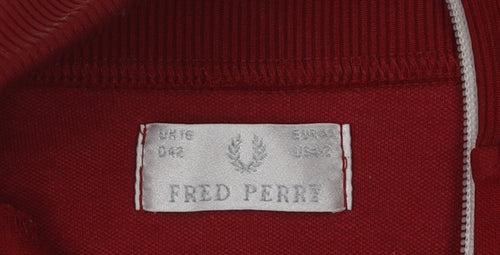 Fred Perry Men's Red Full Zip Hoodie, Size L