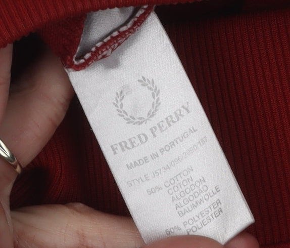 Fred Perry Men's Red Full Zip Hoodie, Size L