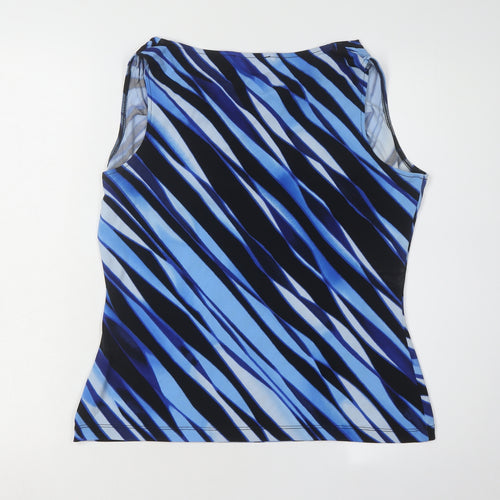 Calvin Klein Women's Blue Striped Cowl Neck Blouse, L
