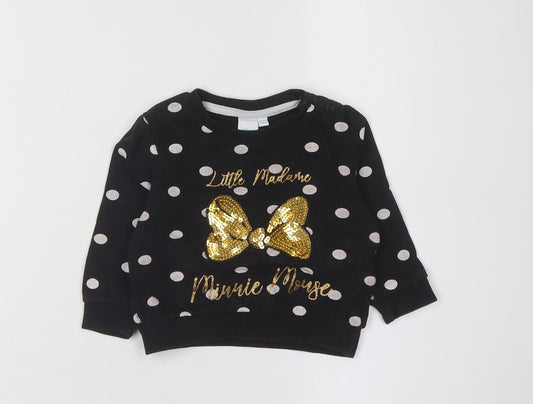 Front view of Disney unisex baby minnie mouse jumper, black, 6-9 months