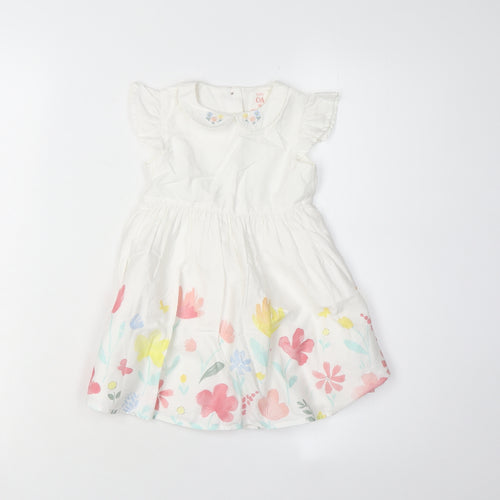 C&A Unisex Baby White Floral A-Line Dress 12-18 Months
