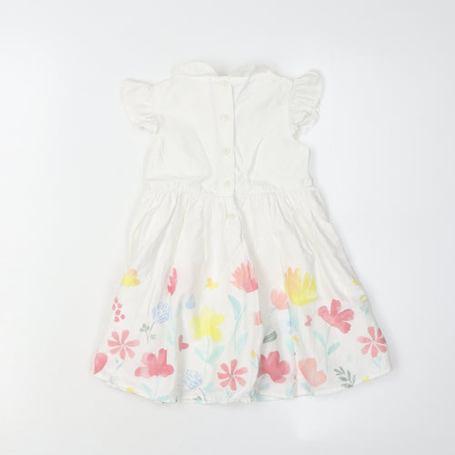 C&A Unisex Baby White Floral A-Line Dress 12-18 Months