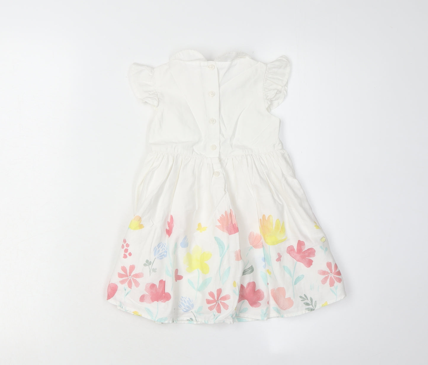 C&A Unisex Baby White Floral A-Line Dress 12-18 Months