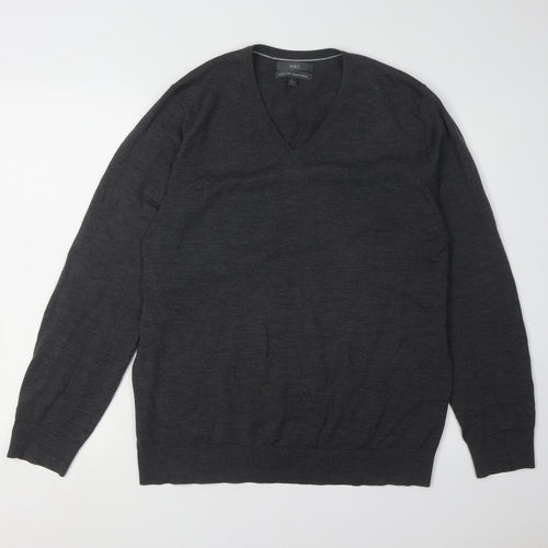 Marks and Spencer Men’s Black V-Neck Wool Jumper L