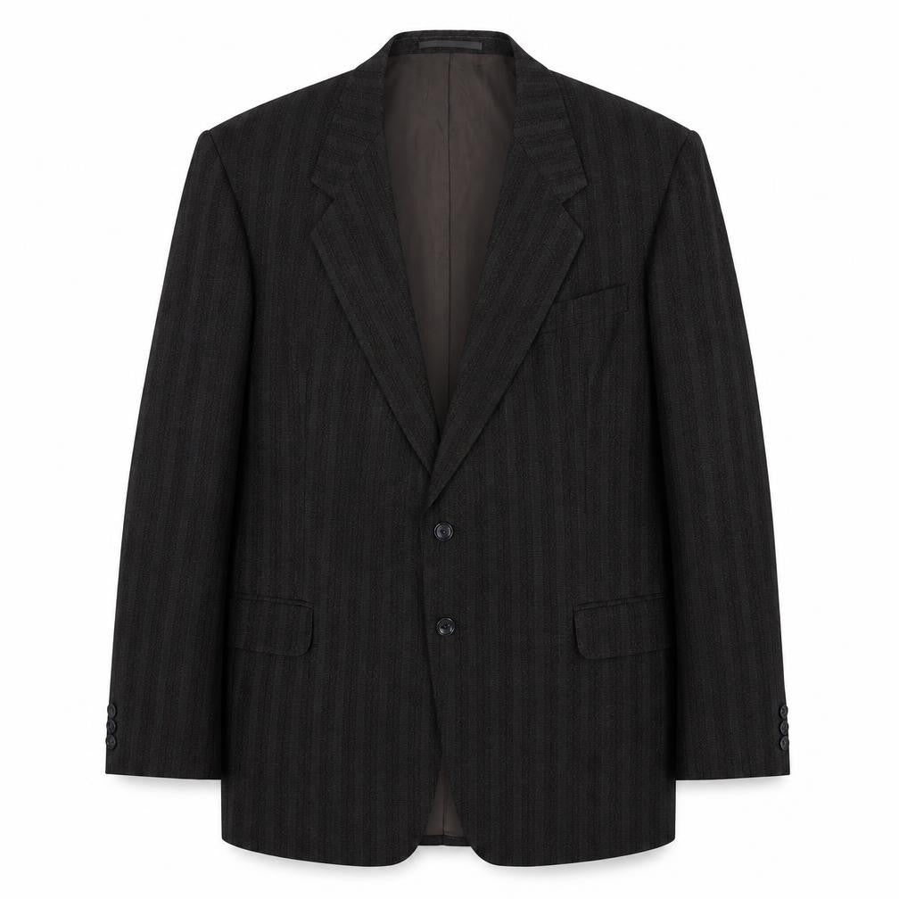 Front view of BOSS Men's Grey Striped Suit Jacket 44 Regular