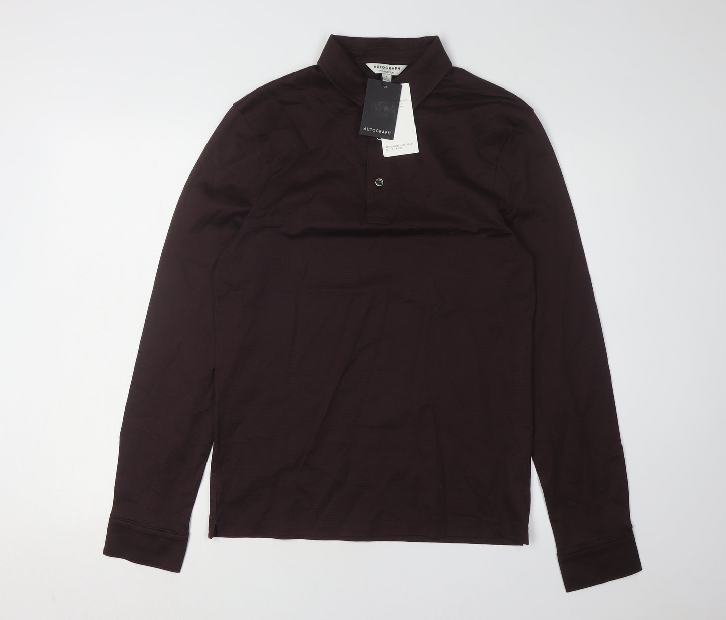 Autograph Men's Brown Long Sleeve Polo Shirt - Size S