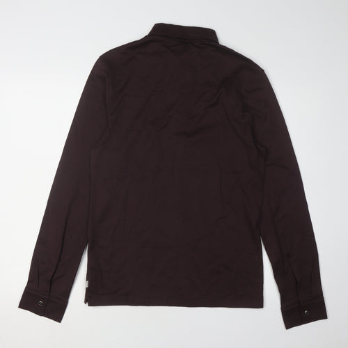 Autograph Men's Brown Long Sleeve Polo Shirt - Size S