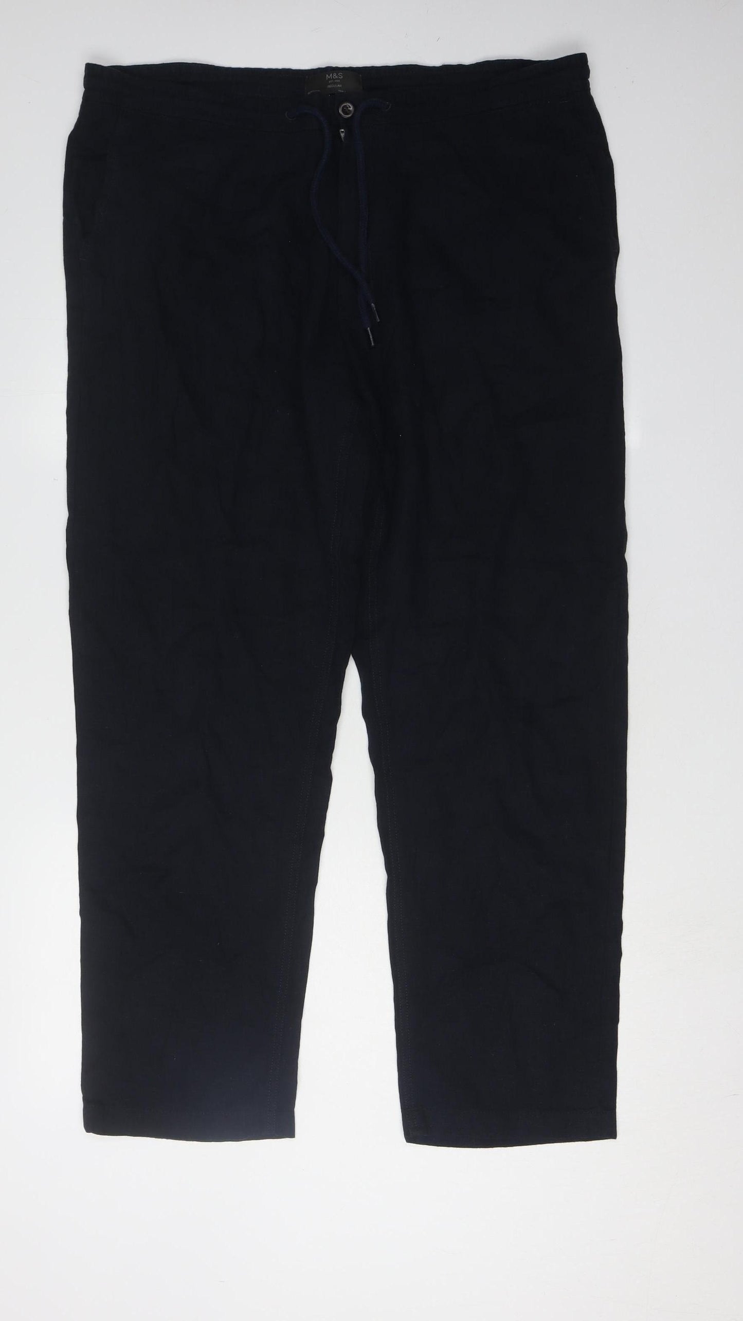 Marks and Spencer Men's Black Linen Trousers XL