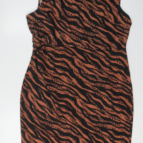 ASOS Women's Animal Print Bodycon Dress Size 16 Brown