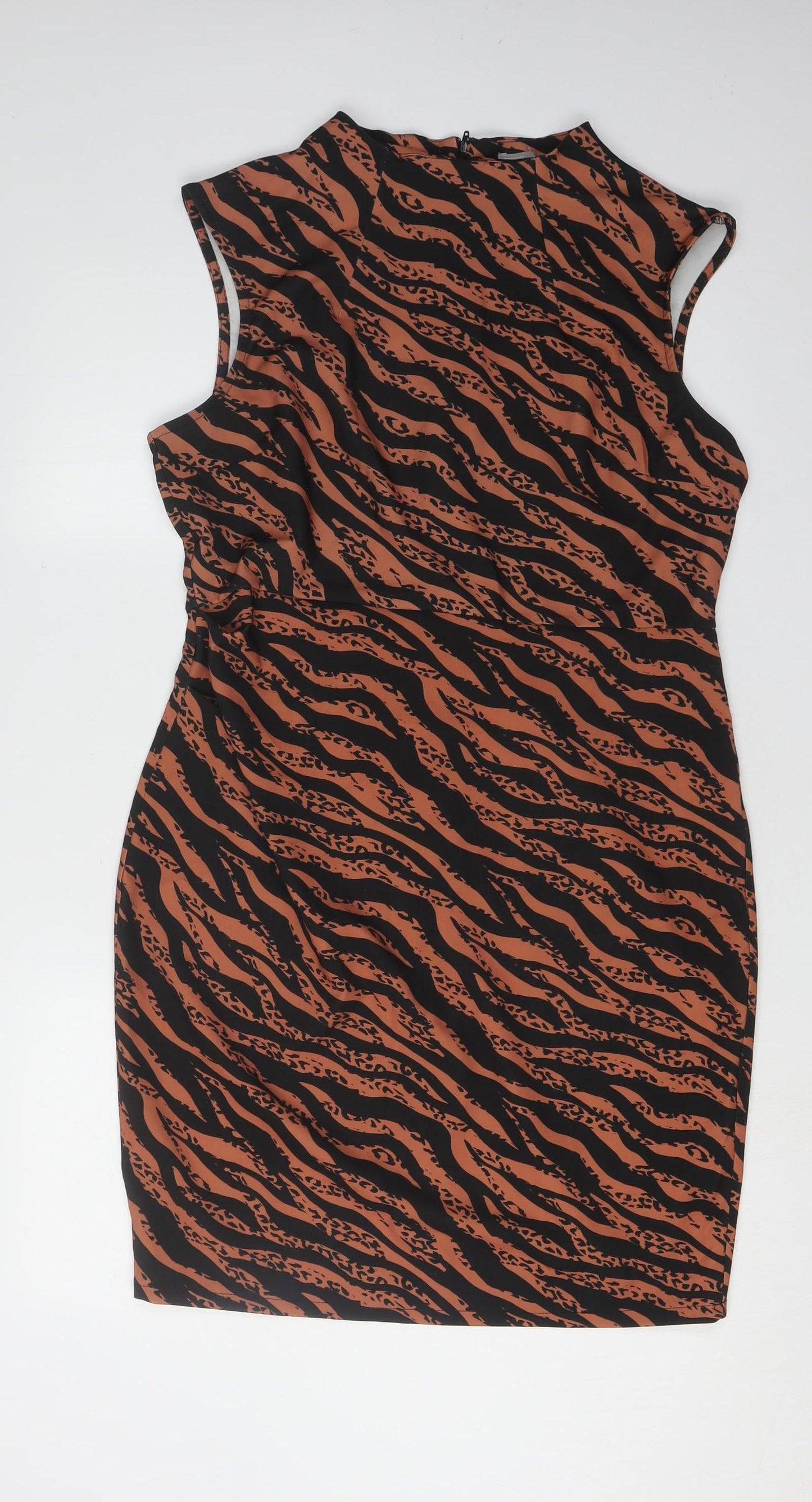ASOS Women's Animal Print Bodycon Dress Size 16 Brown