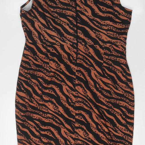 ASOS Women's Animal Print Bodycon Dress Size 16 Brown