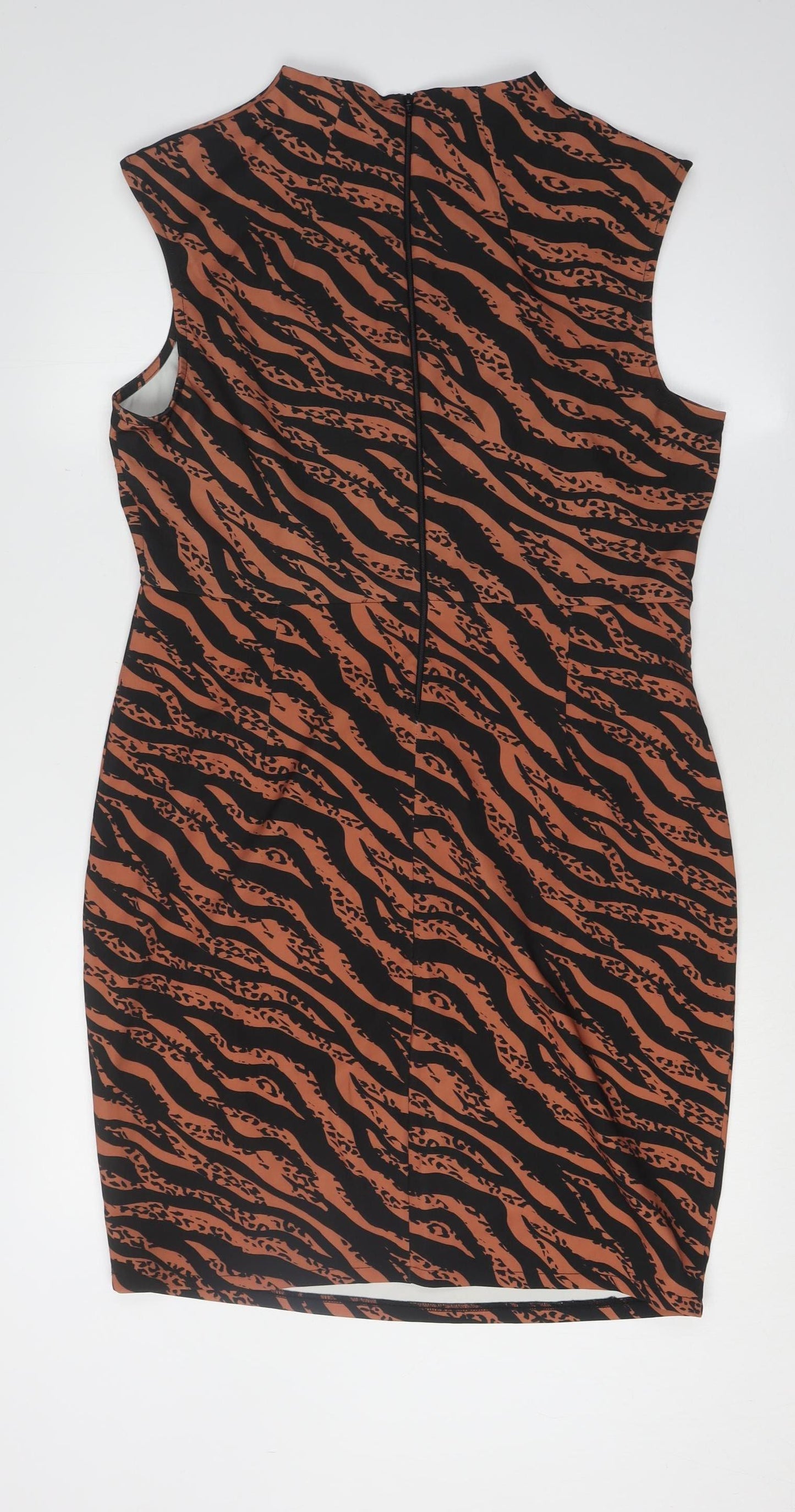 ASOS Women's Animal Print Bodycon Dress Size 16 Brown