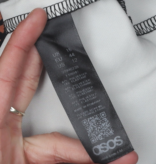 ASOS Women's Animal Print Bodycon Dress Size 16 Brown