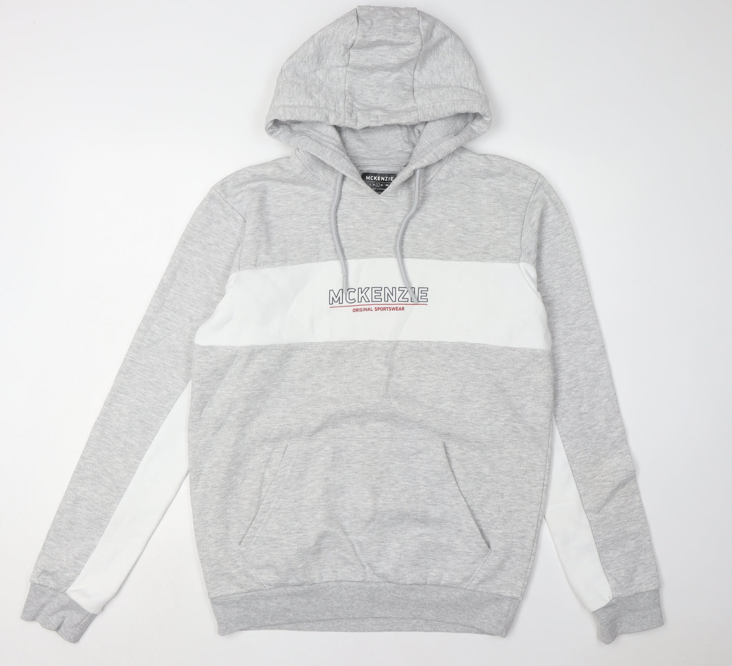McKenzie Men's Grey Pullover Hoodie - Large, Logo Print