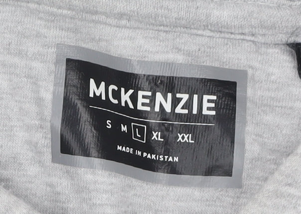 McKenzie Men's Grey Pullover Hoodie - Large, Logo Print