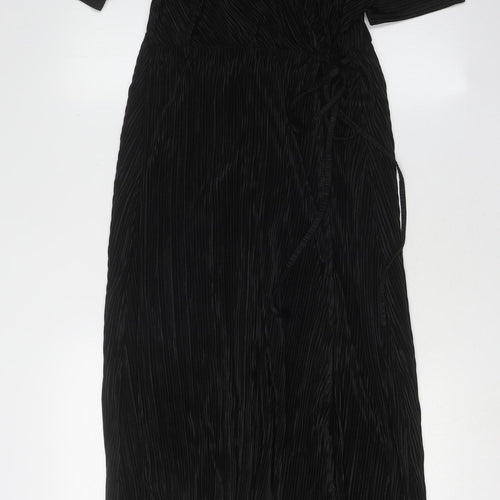 Very Women's Black Long Wrap Dress UK 14