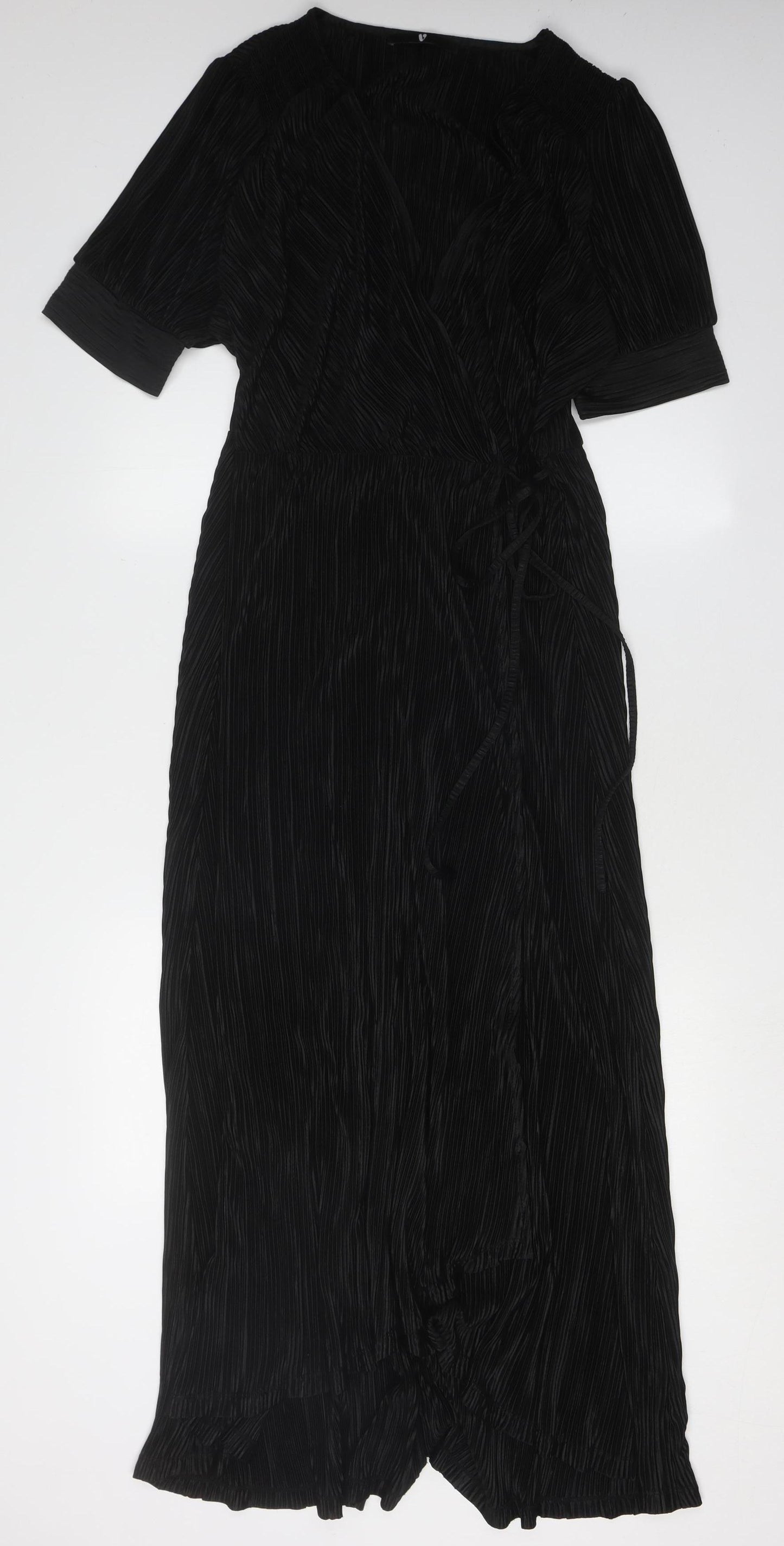 Very Women's Black Long Wrap Dress UK 14
